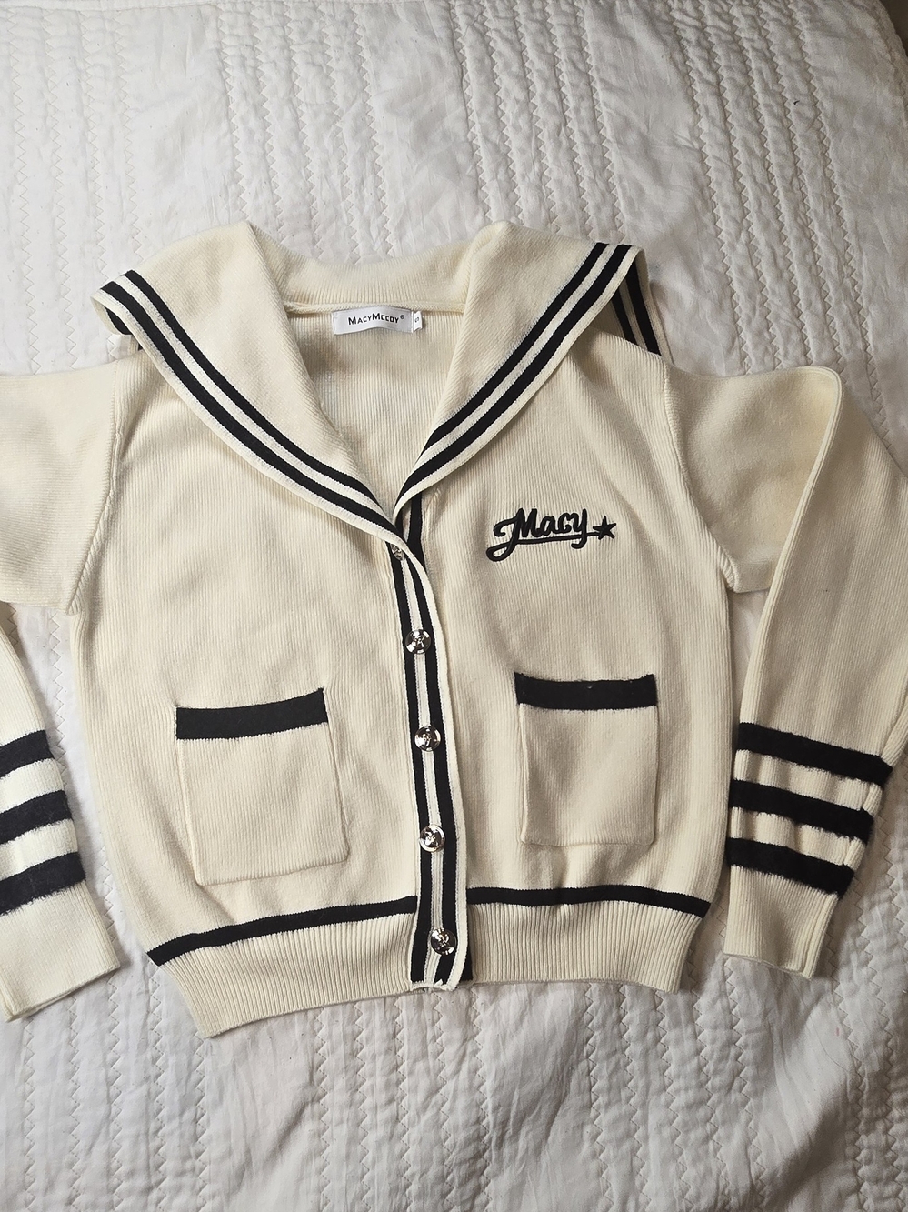 Macy Cream Knit Sailor Jacket